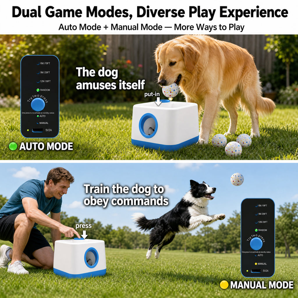 CyberPaws automatic dog ball launcher with USB-C rechargeable power