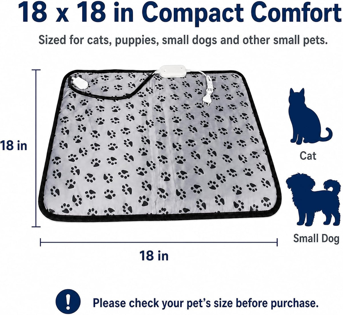 CyberPaws cat heating pad size 18 x 18 inches
