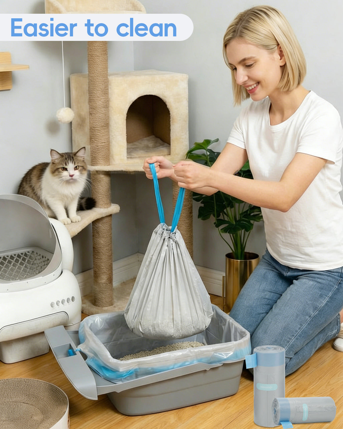 CyberPaws cat litter waste bags for cleaner odor contained disposal