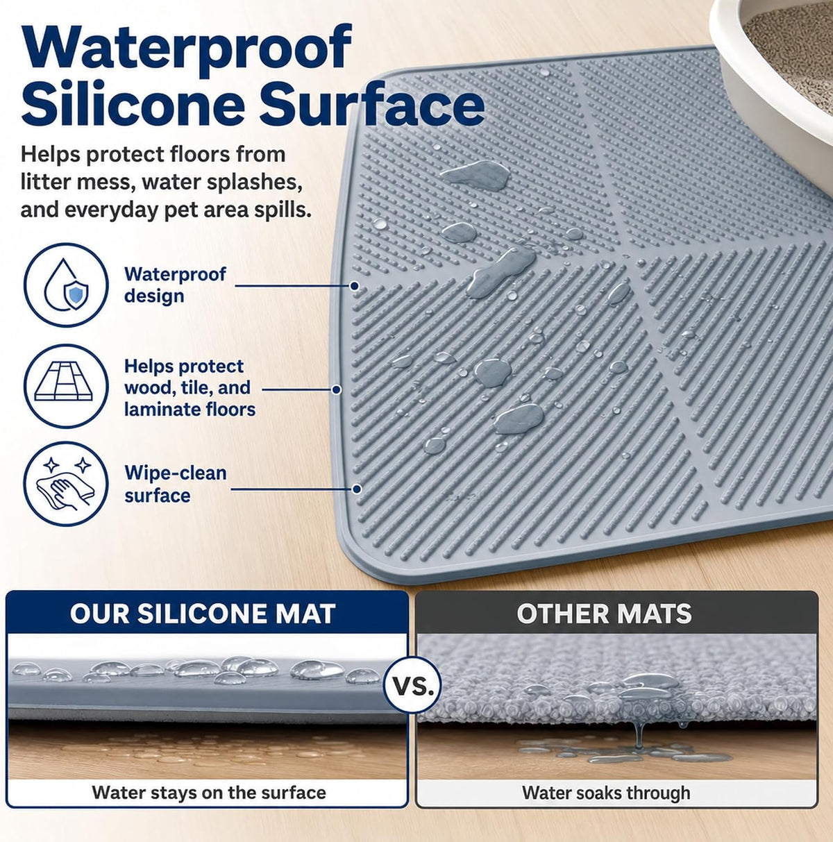 CyberPaws cat litter mat easy to wipe and rinse clean