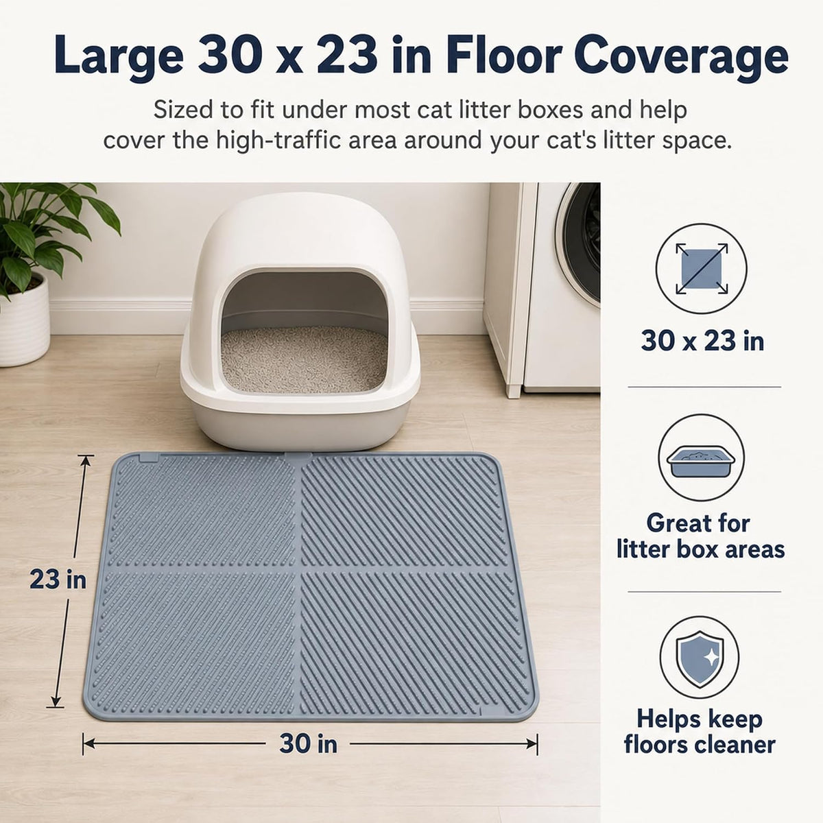 CyberPaws silicone cat litter mat with raised litter trapping texture