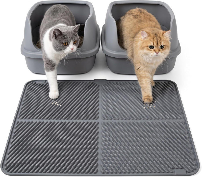 CyberPaws silicone cat litter mat in gray
