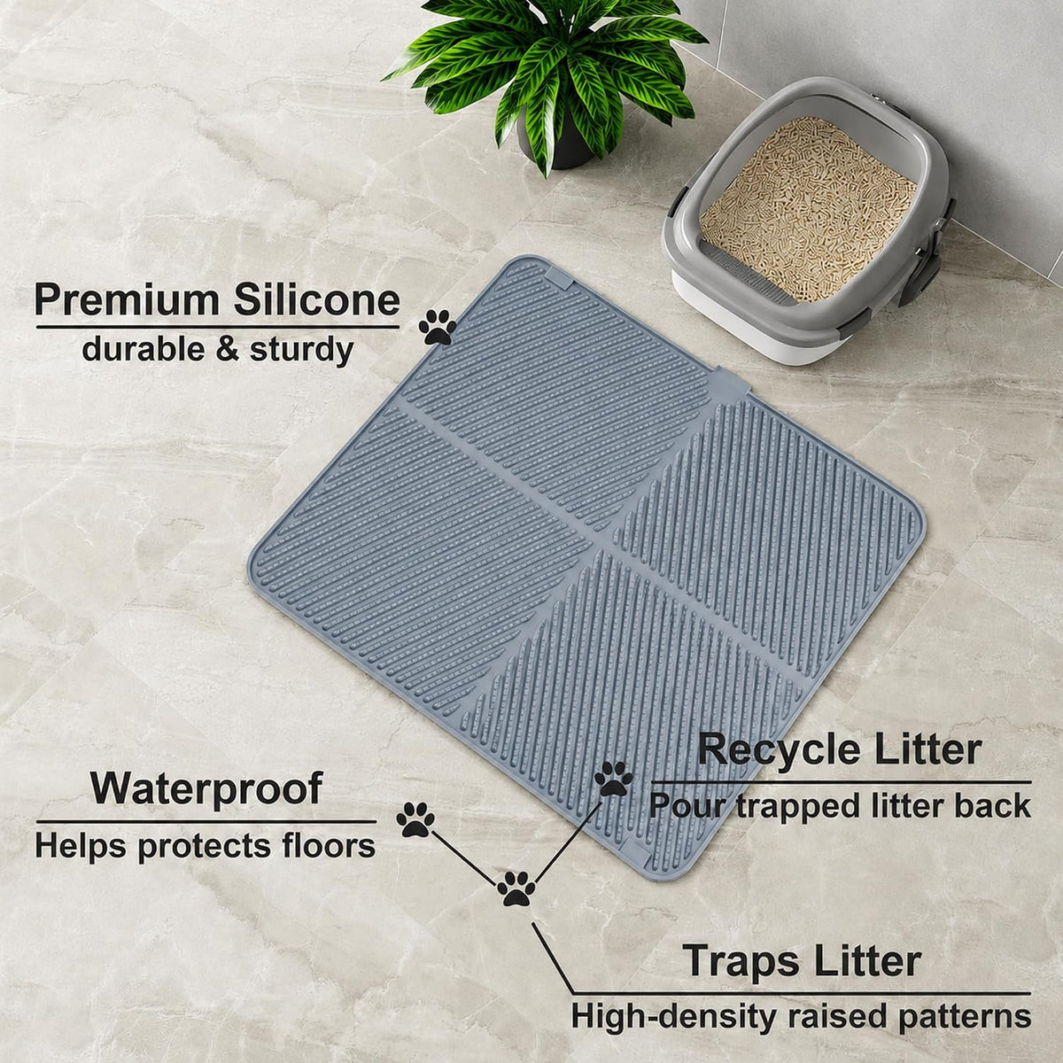 CyberPaws waterproof silicone cat litter mat