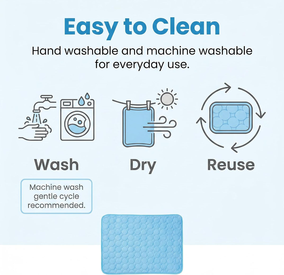 CyberPaws dog cooling mat machine washable and easy to clean