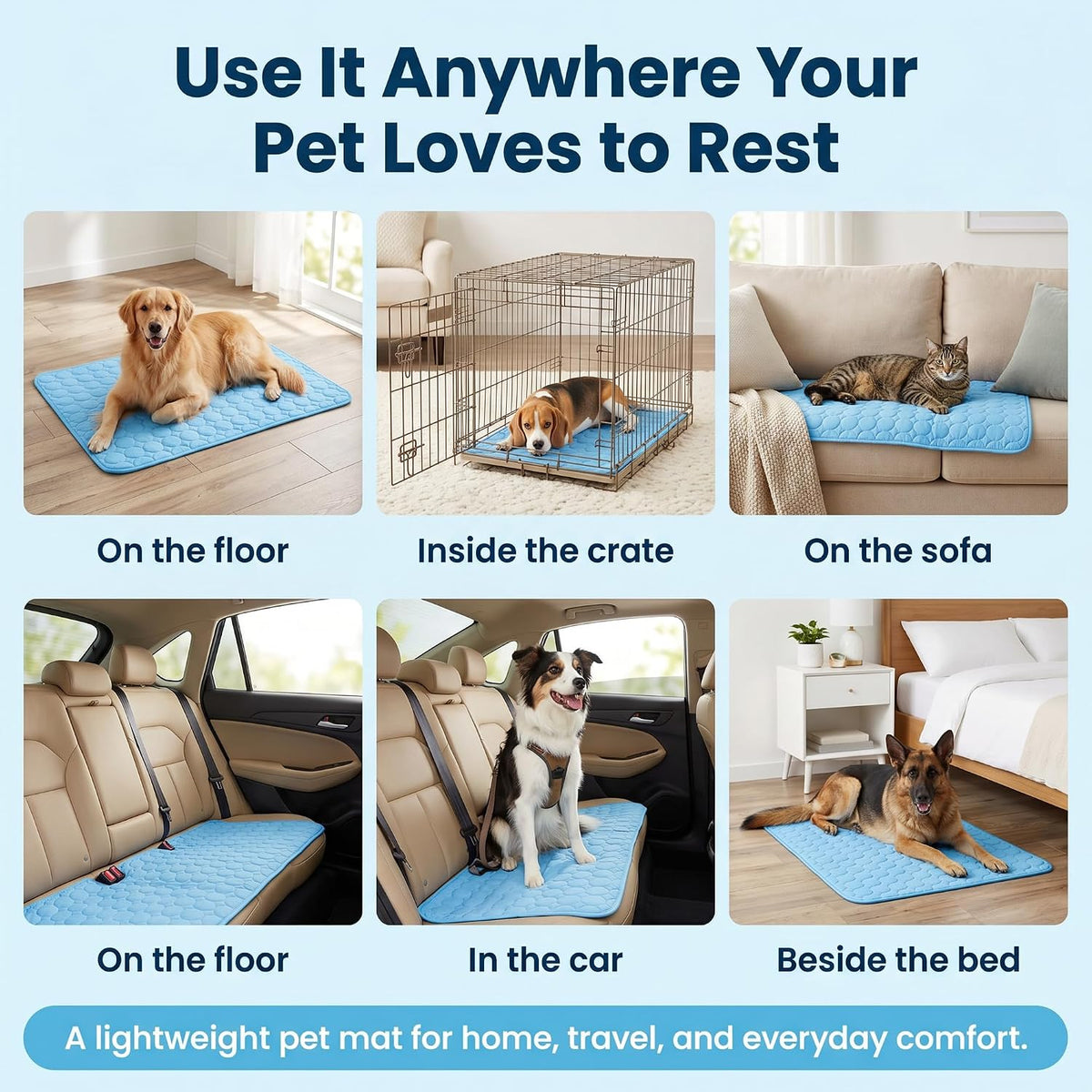 CyberPaws dog cooling mat for indoor crate and car use