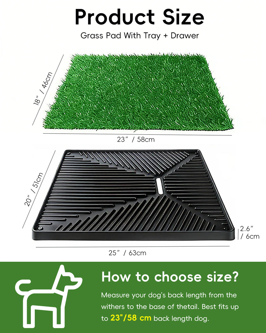CyberPaws dog grass pad size guide