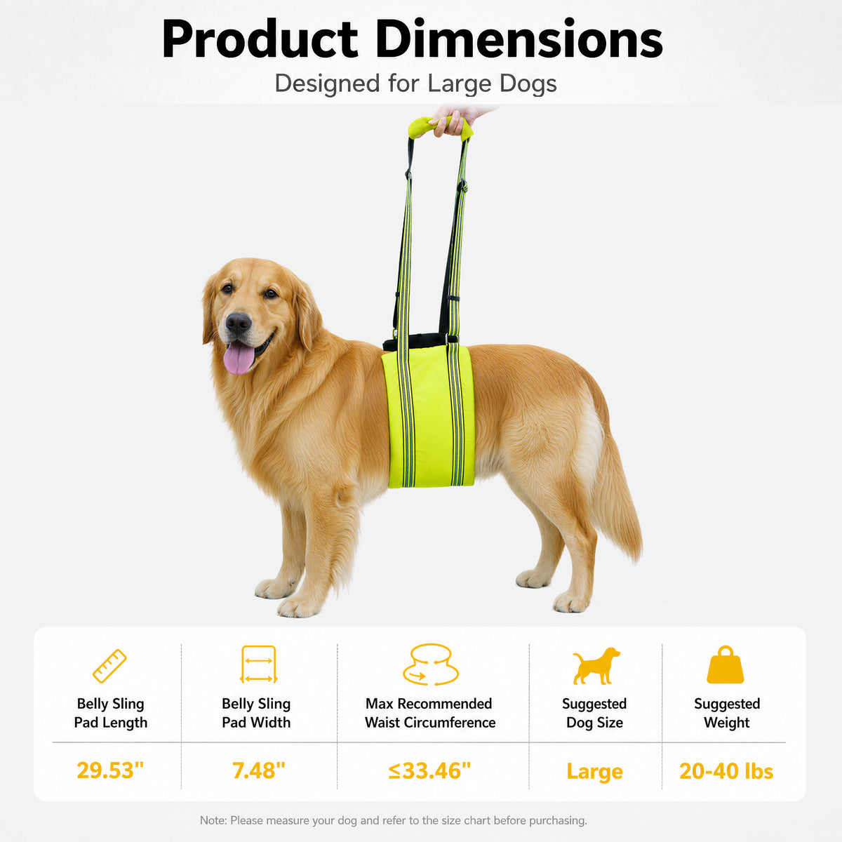 CyberPaws dog lift harness size dimensions 11 by 8.7 inches