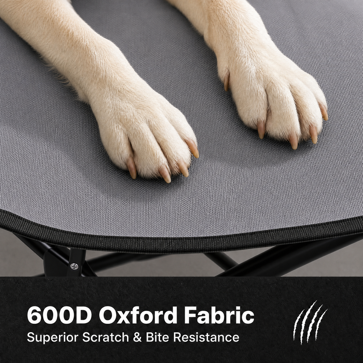 CyberPaws elevated dog bed made with 600D Oxford fabric