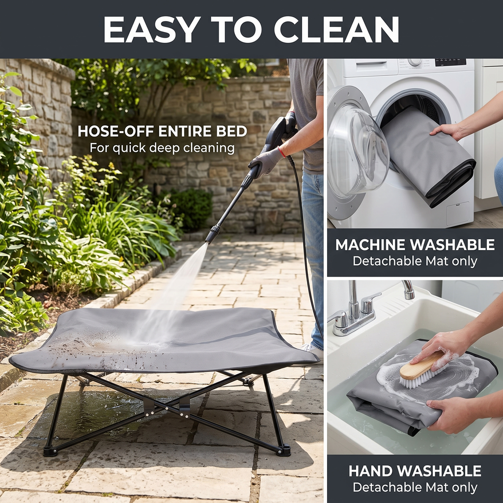 CyberPaws elevated dog bed easy-clean washable surface