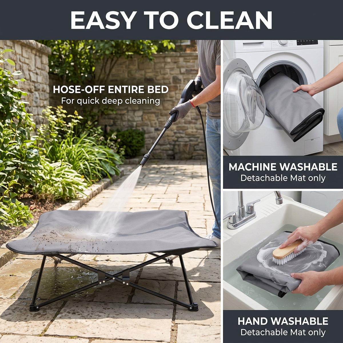 CyberPaws elevated dog bed easy-clean washable surface