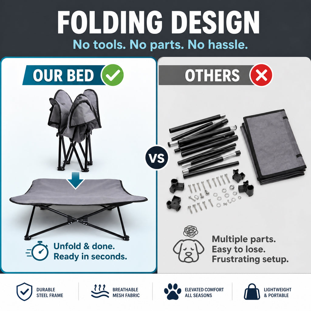 CyberPaws elevated dog bed foldable portable frame