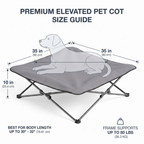 CyberPaws elevated dog bed 35 x 35 x 10 inches supports dogs up to 80 pounds