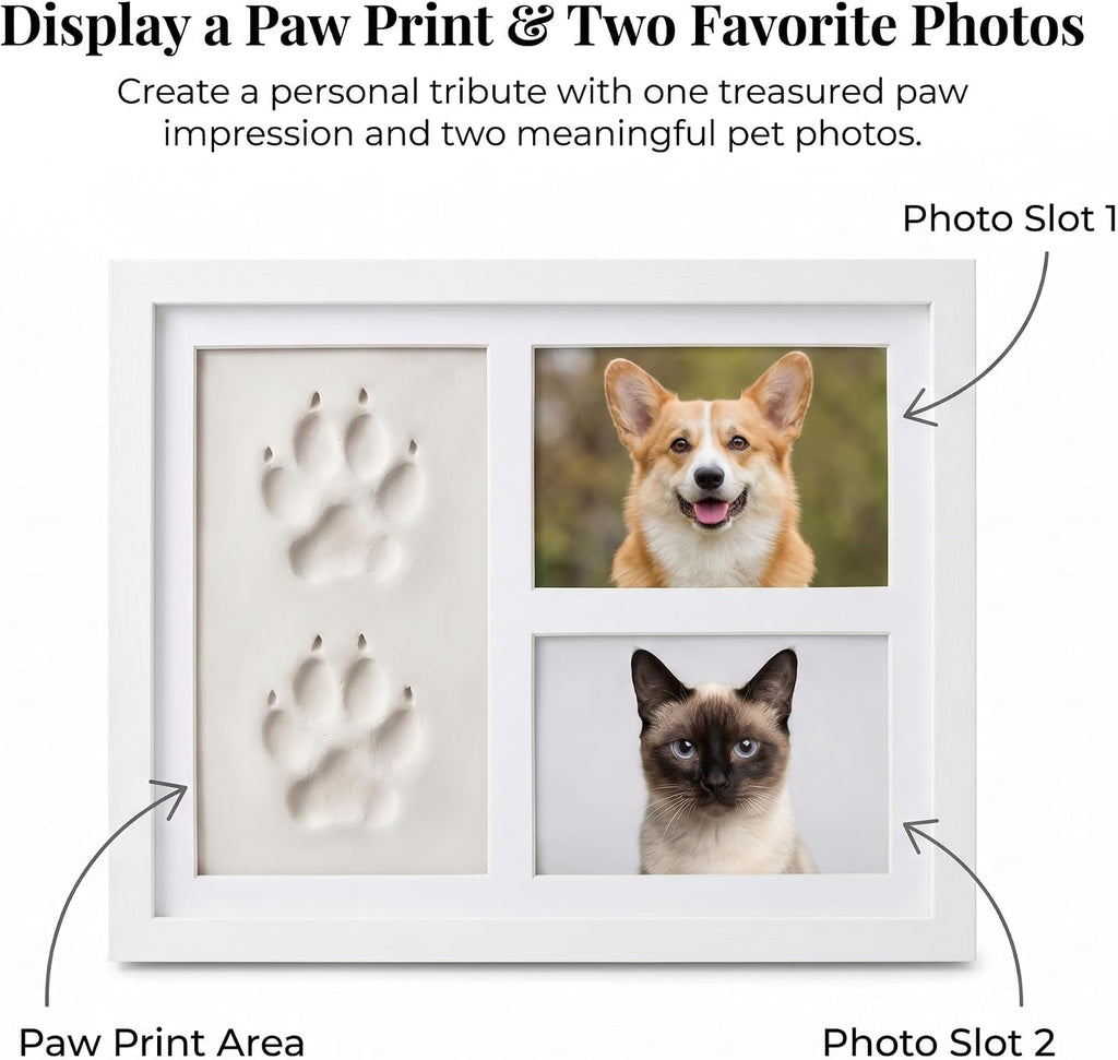 CyberPaws white pet paw print picture frame detail