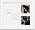 CyberPaws white pet paw print picture frame with two photo slots