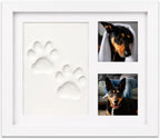 CyberPaws white pet paw print picture frame with two photo slots