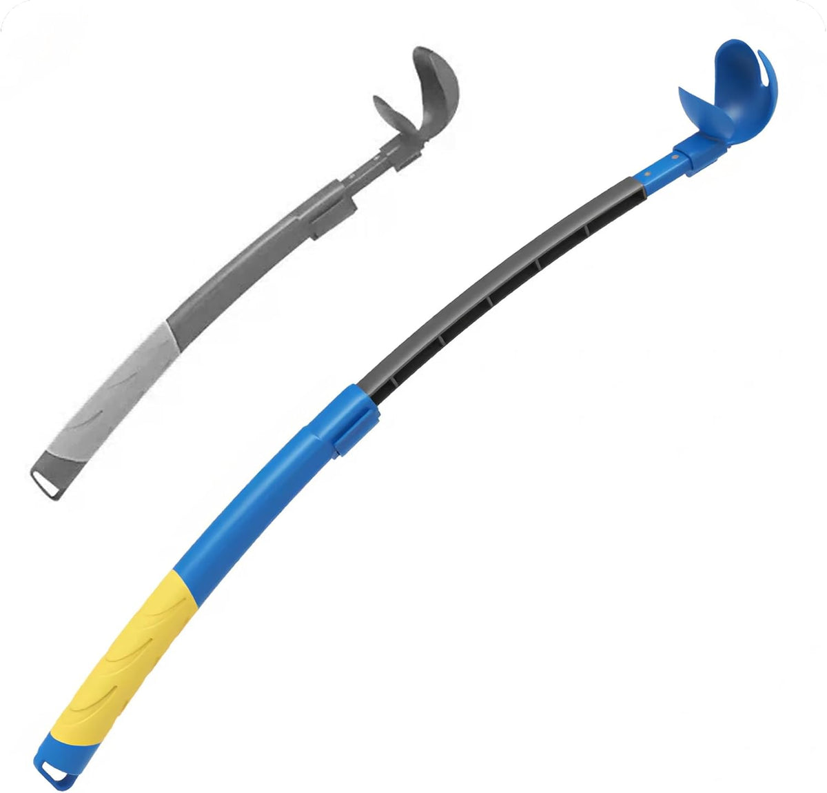 CyberPaws retractable dog ball launcher in blue and yellow