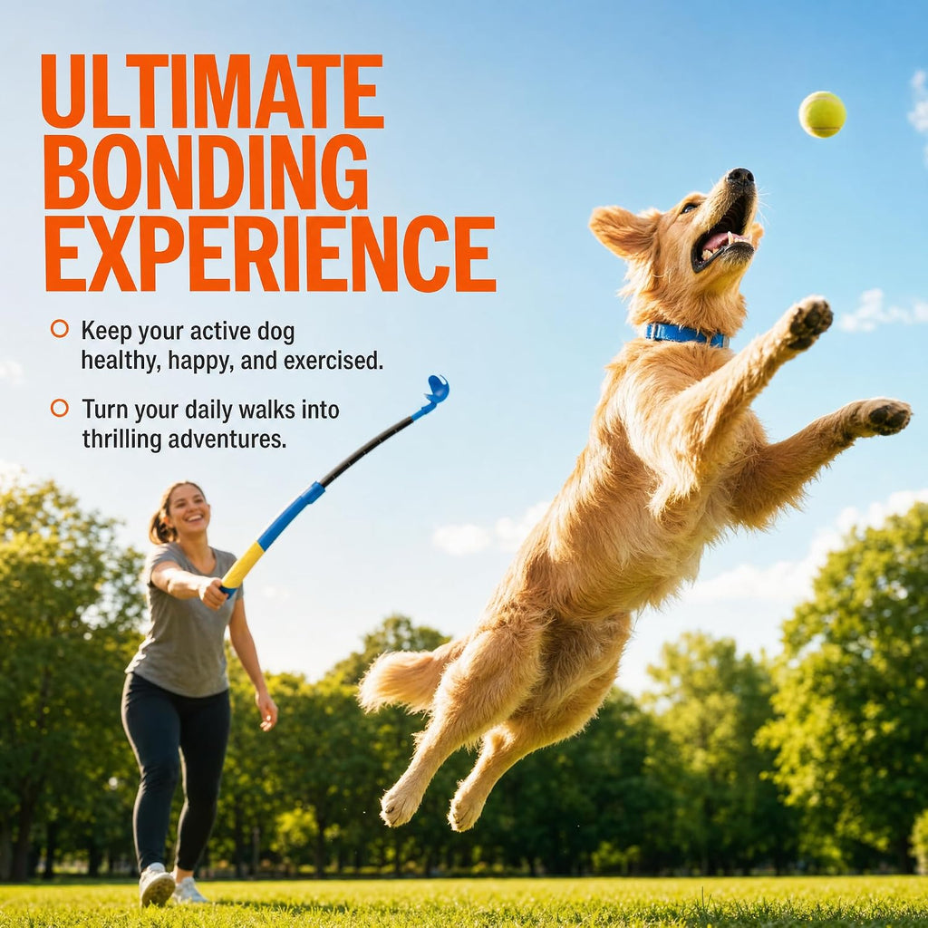 CyberPaws retractable dog ball launcher 18.5 to 28 inches